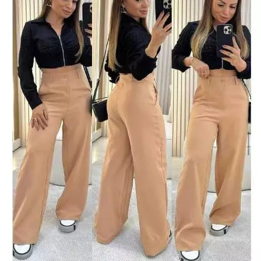 Calça Pantalona Wide Leg Alfaiataria Premium Confort