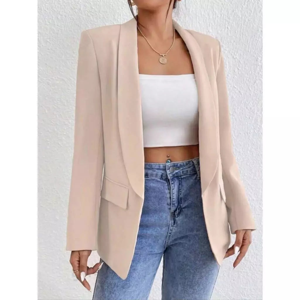 Blazer Feminino Alfaiataria Manga Longa Maxi Longo Sobretudo