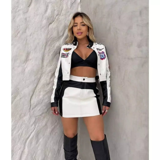 Saia Couro Bicolor Tubinho Feminina – Estilo Fashion, Confortável e Versátil