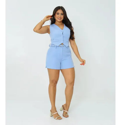 Conjunto Colete e Shorts Alfaiataria Feminino – Elegante