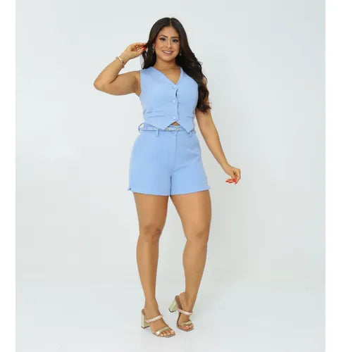 Conjunto Colete e Shorts Alfaiataria Feminino – Elegante