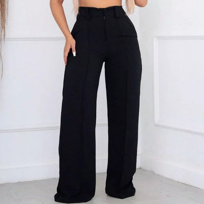 Calça Feminina Pantalona Wide Leg Duna com Botão Cintura Alta
