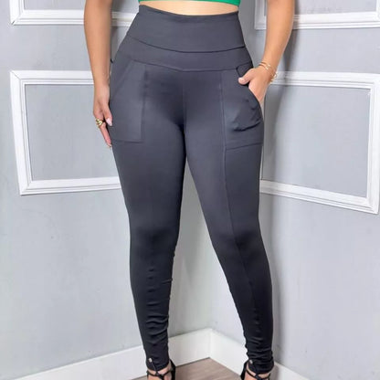 Calça Feminina Montaria Power Com Bolso Legging Suplex com Detalhe na Lateral Plus size