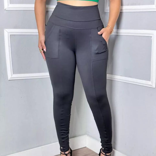 Calça Feminina Montaria Power Com Bolso Legging Suplex com Detalhe na Lateral Plus size