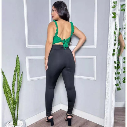 Calça Feminina Montaria Power Com Bolso Legging Suplex com Detalhe na Lateral Plus size