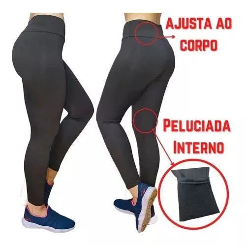 Calça Legging Flanelada Feminina Zero transparência Lisa Peluciada Quentinha Inverno