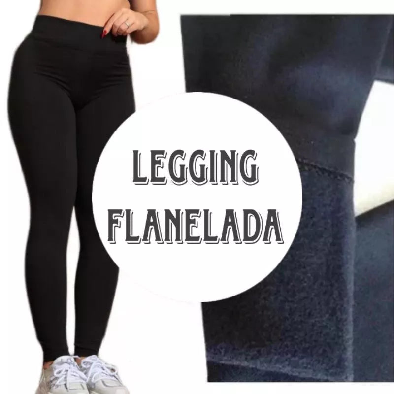 Calça Legging Flanelada Feminina Zero transparência Lisa Peluciada Quentinha Inverno