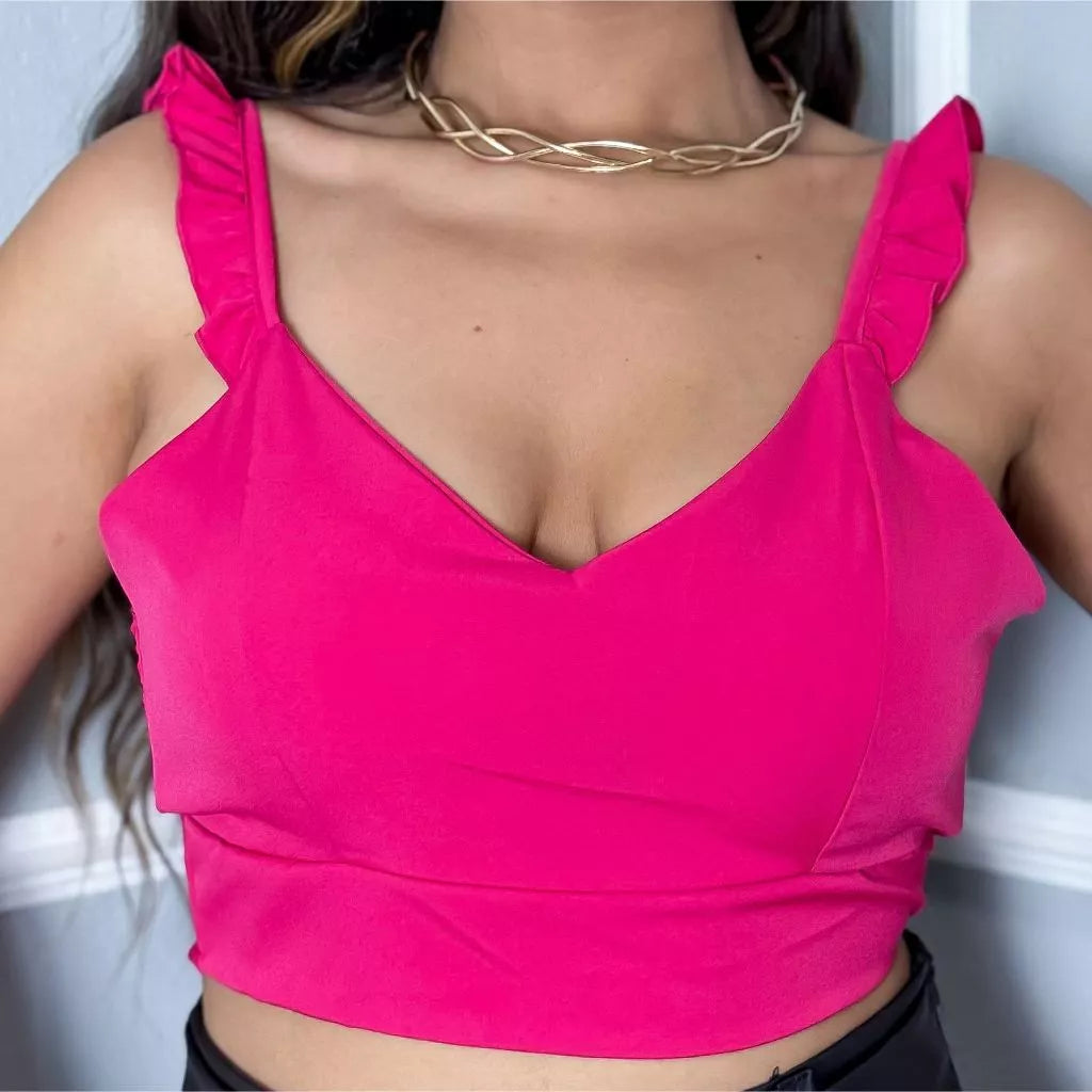 Cropped Feminino Com Alça Com Babado Confortável