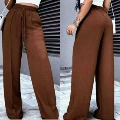 Calça Pantalona Duna Cordão Feminina Com Bolso Cintura Alta Wide Leg