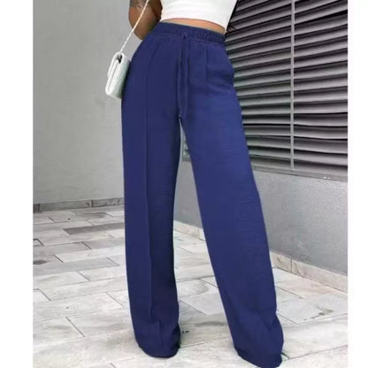 Calça Pantalona Duna Cordão Feminina Com Bolso Cintura Alta Wide Leg