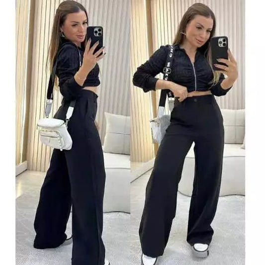 Calça Pantalona  Wide Leg Alfaiataria Premium Confort