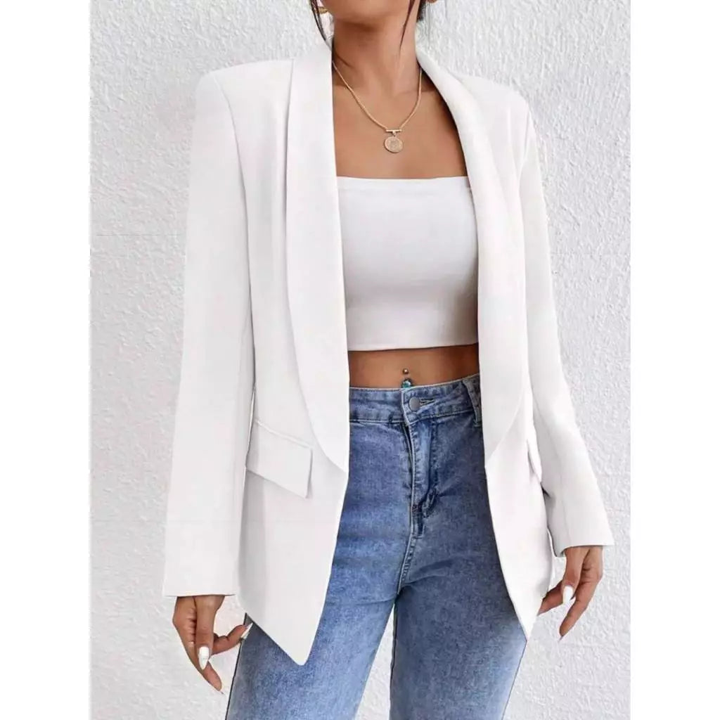 Blazer Feminino Alfaiataria Manga Longa Maxi Longo Sobretudo