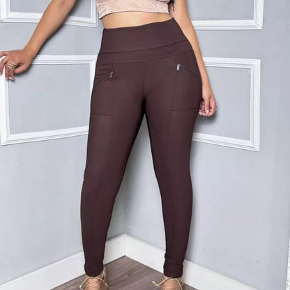 Calça Montaria Feminina Gorgorao Cintura Alta com Bolso Zíper Dianteiro