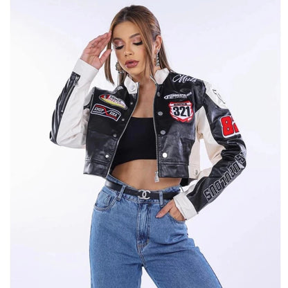 Jaqueta Couro Motoqueira Curta Femenina MUTS Estilosa Tendência