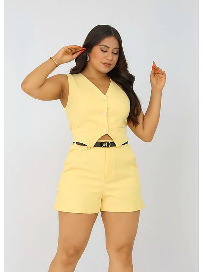 Conjunto Colete e Shorts Alfaiataria Feminino – Elegante