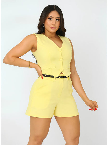 Conjunto Colete e Shorts Alfaiataria Feminino – Elegante