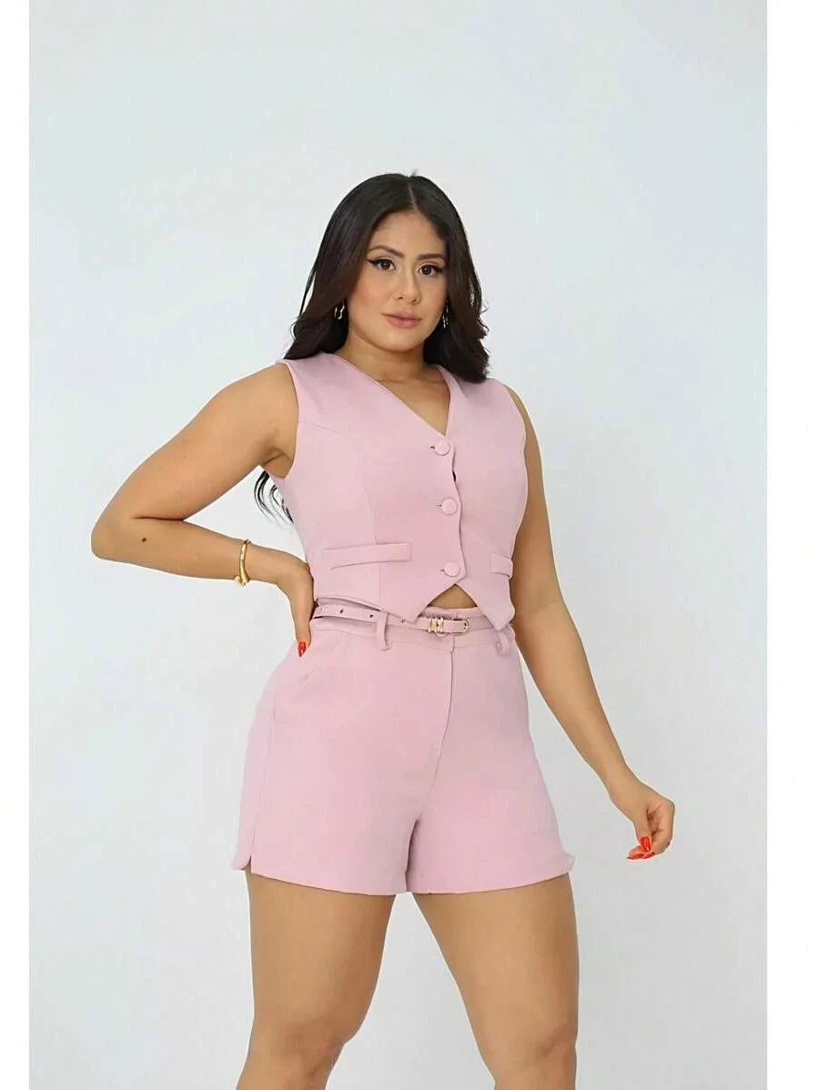 Conjunto Colete e Shorts Alfaiataria Feminino – Elegante