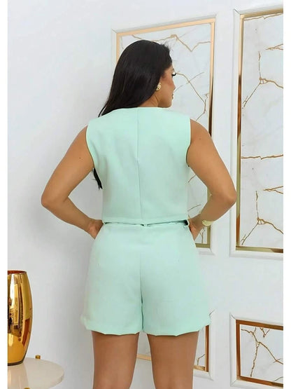 Conjunto Colete e Shorts Alfaiataria Feminino – Elegante