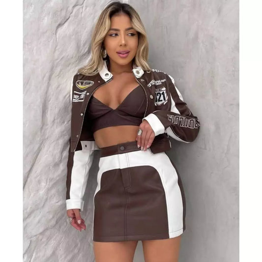 Saia Couro Bicolor Tubinho Feminina – Estilo Fashion, Confortável e Versátil