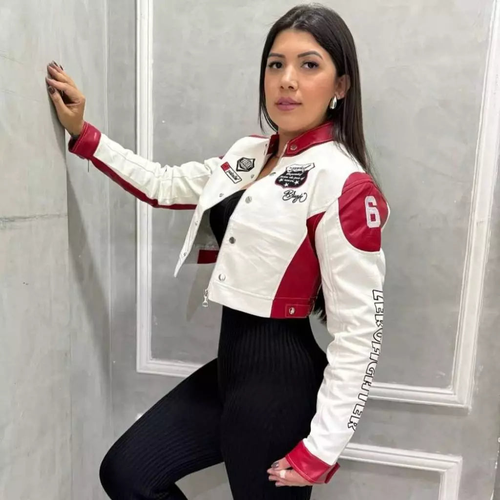 Jaqueta Couro Motoqueira Curta Femenina MUTS Estilosa Tendência