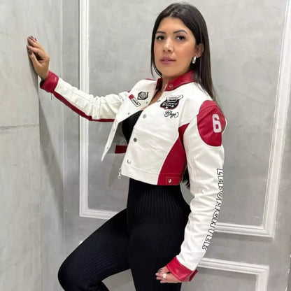 Jaqueta Couro Motoqueira Curta Femenina MUTS Estilosa Tendência